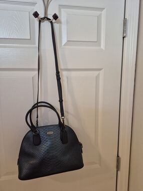 Coach Cora Dome Metalic Blue Satchel with Crossbody Strap